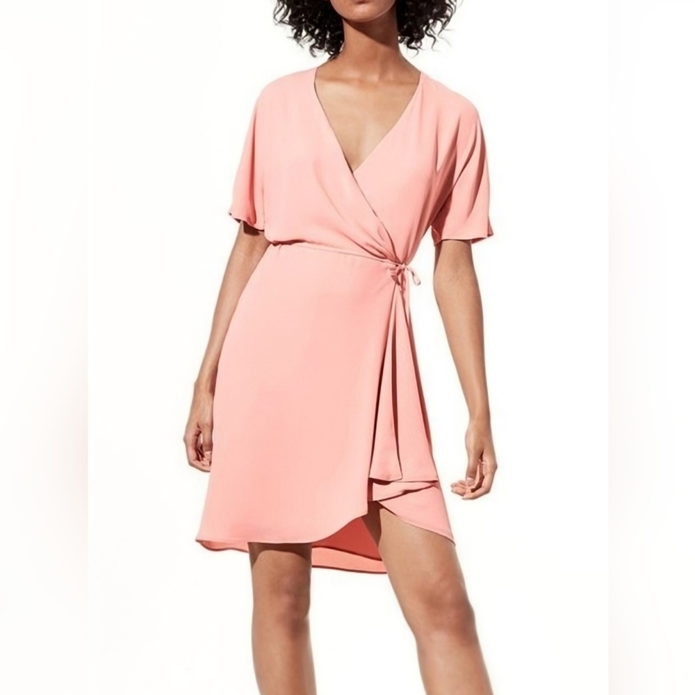 Babaton Aritzia Wallace Pink Wrap Dress